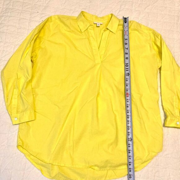 J. Jill Cotton Modal Bright Yellow V-Neck Long Sleeve Tunic Blouse Size Large - Picture 9 of 9